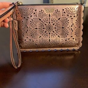 NWT Victoria’s Secret rose gold metallic clutch